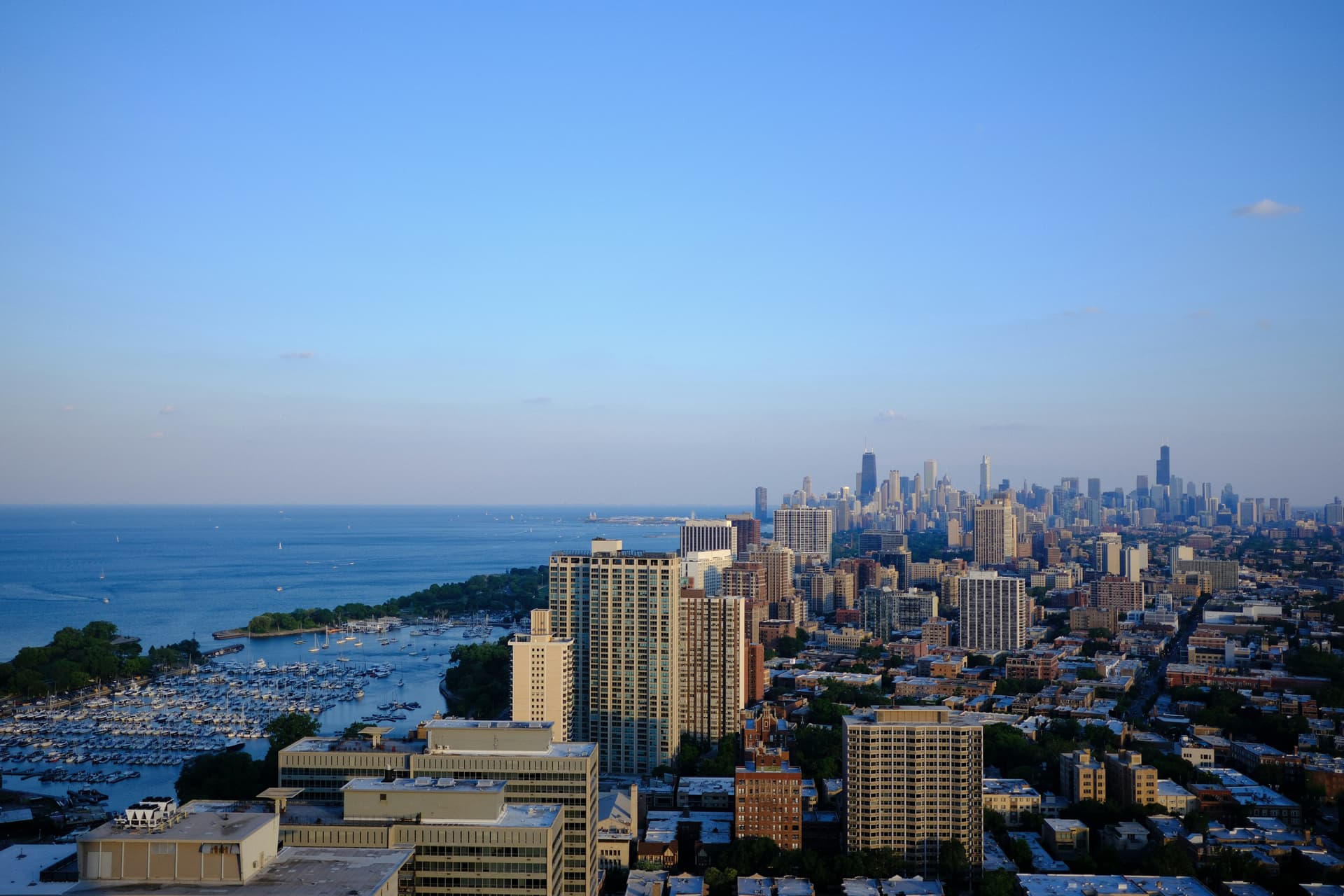 Commercial real estate skyline at dusk